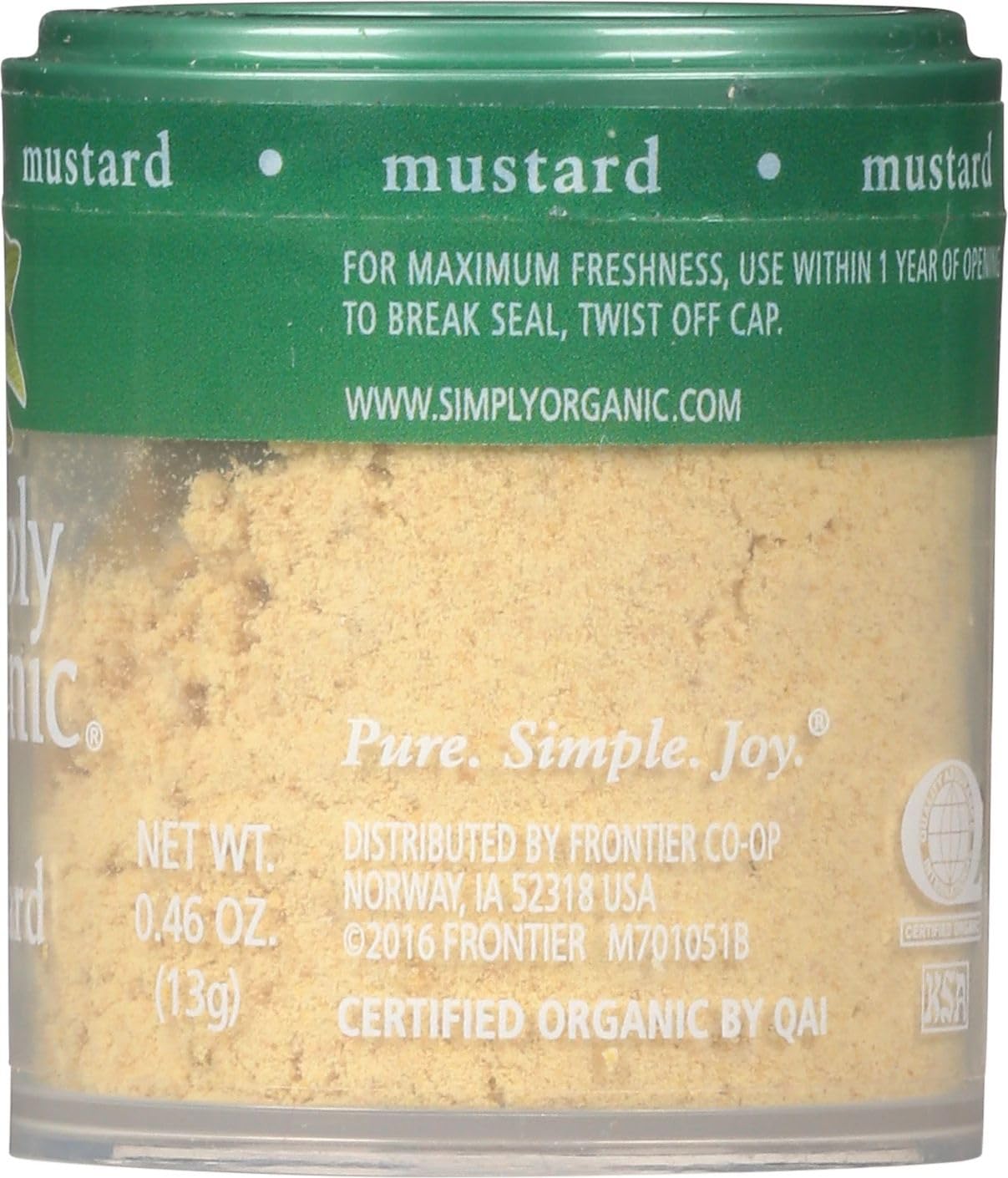 Simply Organic Ground Mustard Seed, Certified Organic | 0.46 oz | Pack of 6 | Sinapis alba L.