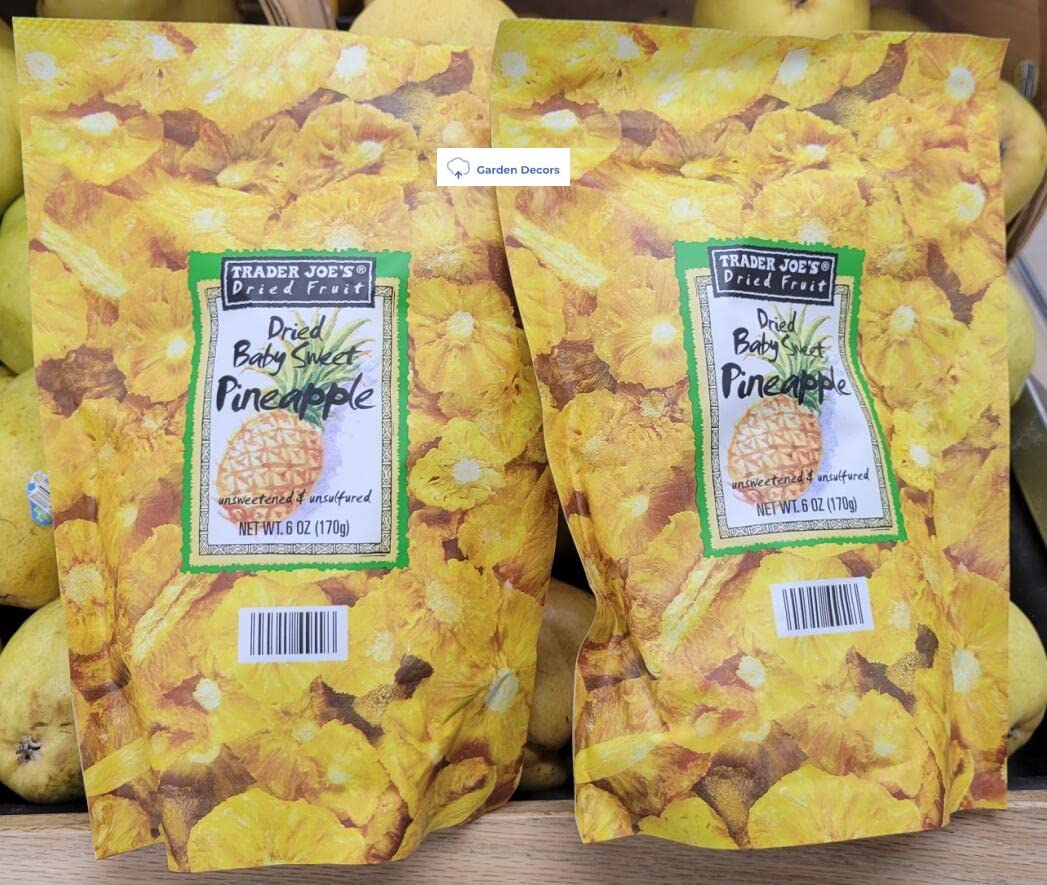 Trader Joes2 Trader Joes Dried Fruit Dried Baby Sweet Pineapple Unsweetened & Unsulfured 6oz 170g (Two Bags)
