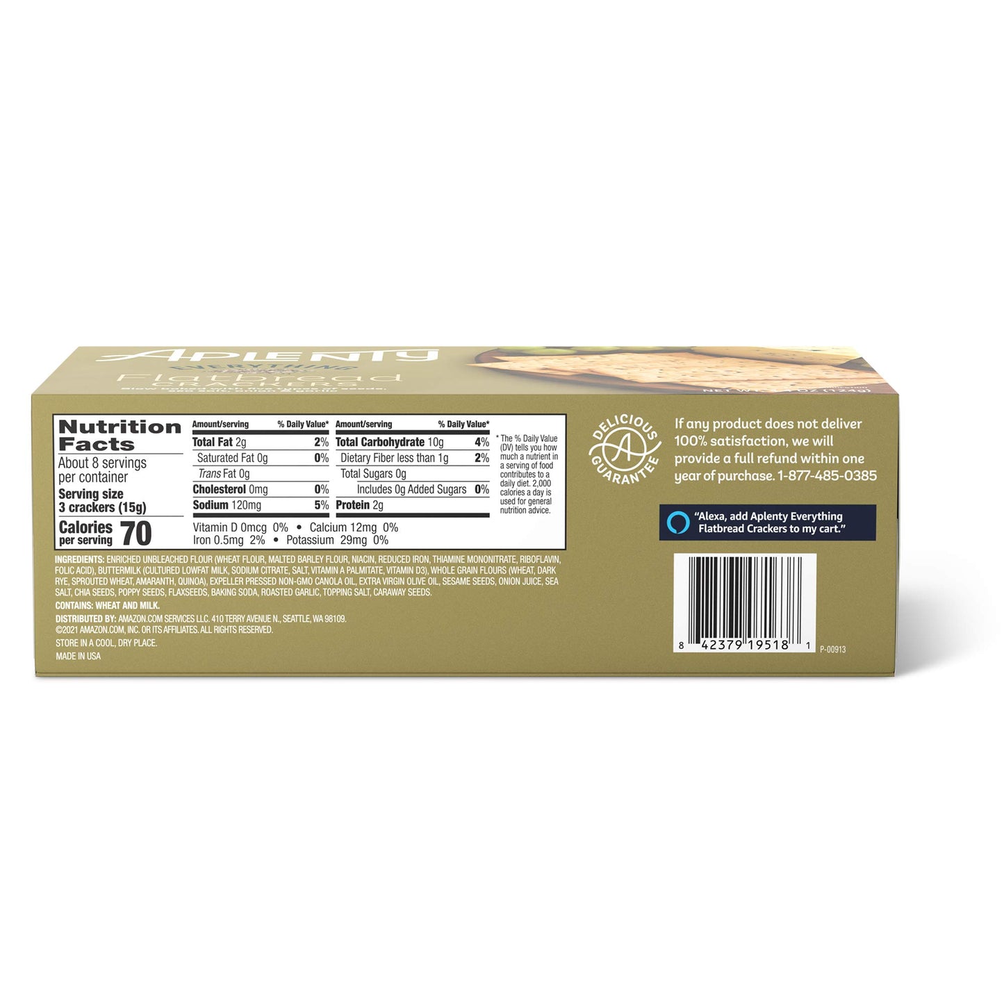 Aplenty Everything Flatbread  ers, Light Golden, 4.4 oz Pack