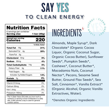 The Yes Bar - Dark Chocolate Chip - Plant Based Protein, Decadent Snack Bar - Vegan, Paleo, Gluten Free, Dairy Free, Low Sugar,