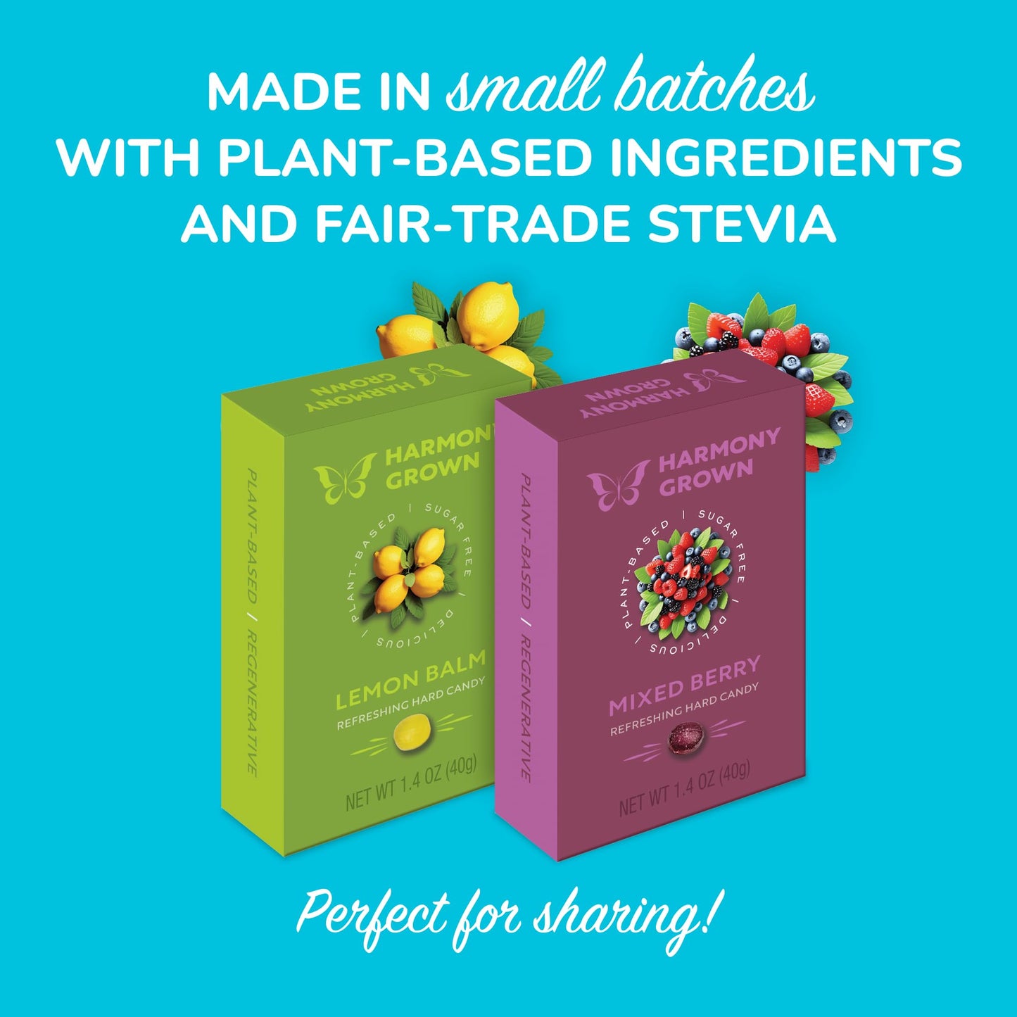 Stevita Harmony Grown Hard Candy, Mixed Berry - 1.4 Oz Shake & Share Box - Sugar Free, Non-Gmo, Keto Friendly - Made In Italy