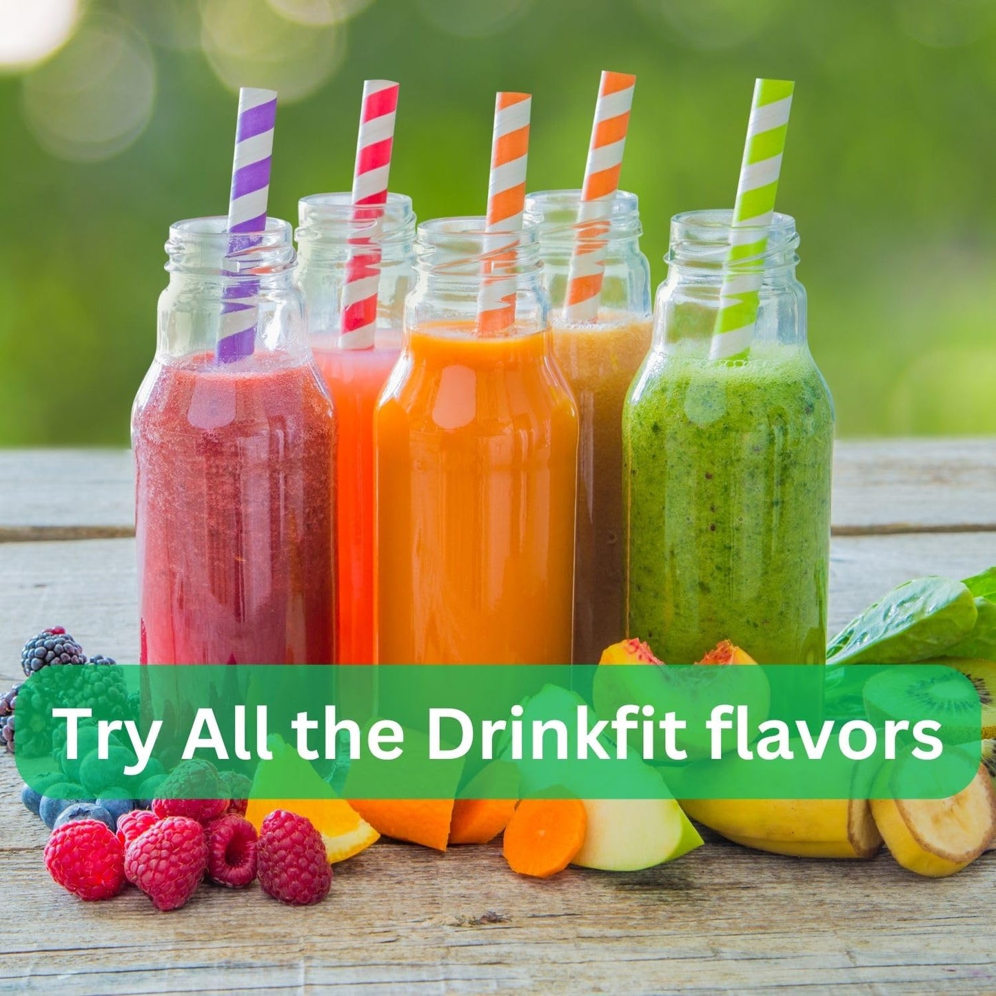 DrinkFit Fruit Smoothie | Real Fruit Puree, Low Sugar, Gluten-Free & Non-GMO, Strawberry Smoothie Mix - Makes 32 Smoothies, 64 F