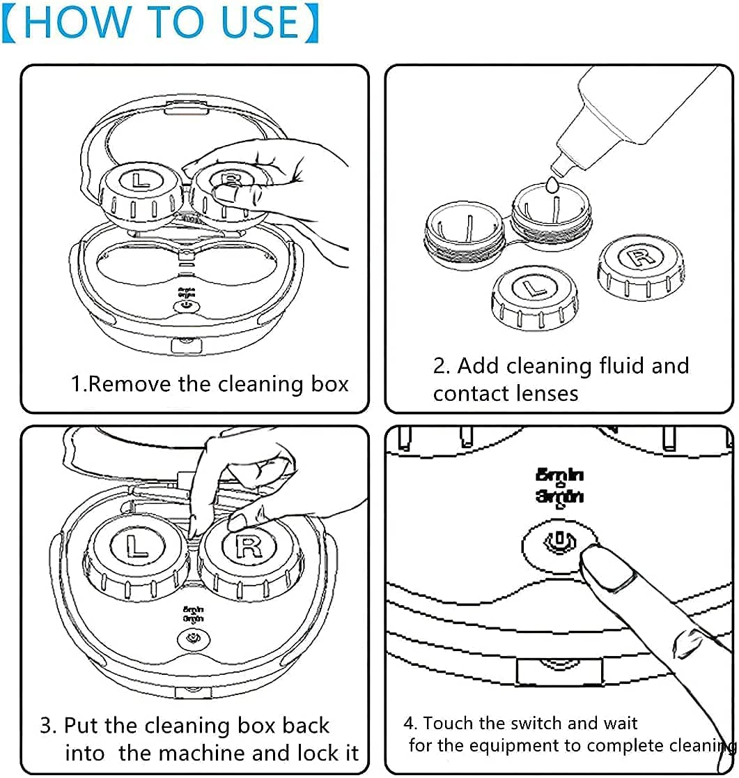 Vordrassil Mv5 Contact Lens Cleaner Machine, Portable Ultrasonic Contact Lens Cleaner With Usb Charger, Fit Disposal Soft Lens,