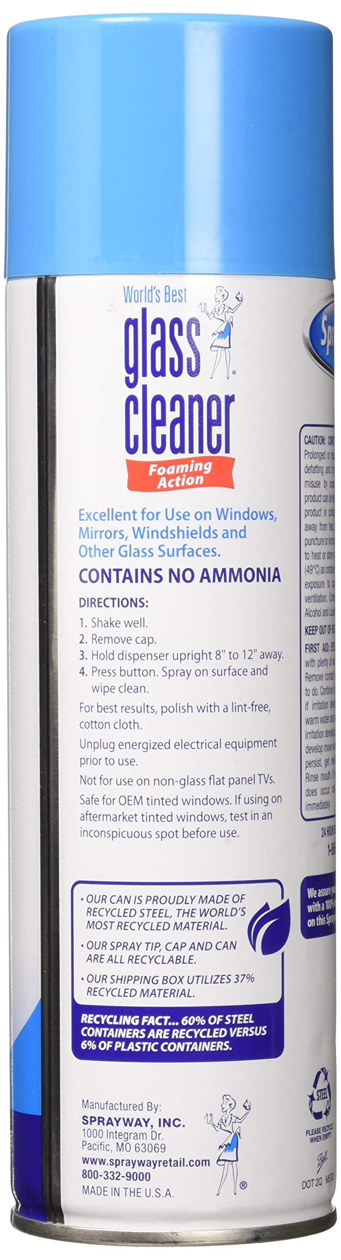 Sprayway Streakless Glass Cleaner 19 Ounce (Pack Of 3) Made In Usa, Blue And White (Package May Vary)