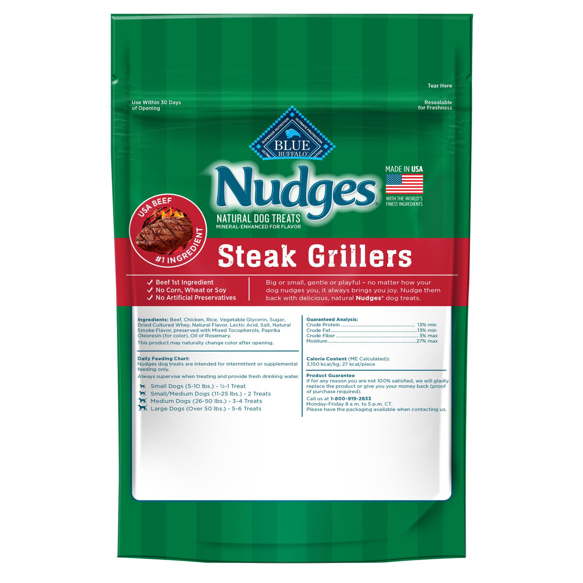 Blue Buffalo Nudges Grillers Dog Treats, Steak, 5-Oz. Seasonal Bag