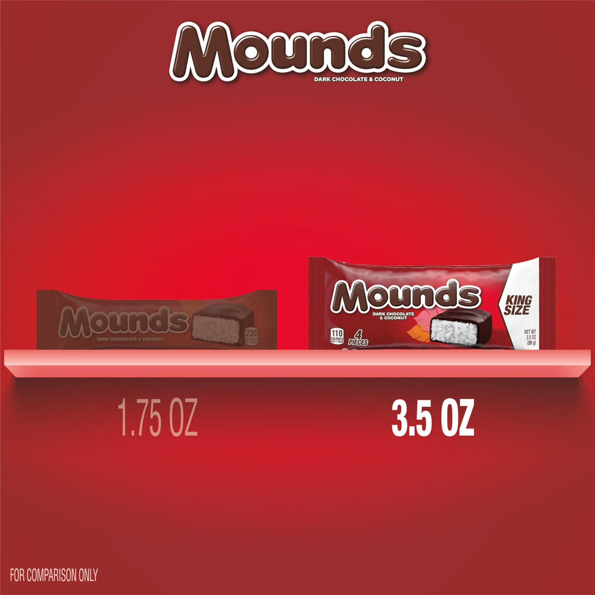 MOUNDS Coconut and Dark Chocolate King Size  Candy Bars  3.5 oz (18 Count)