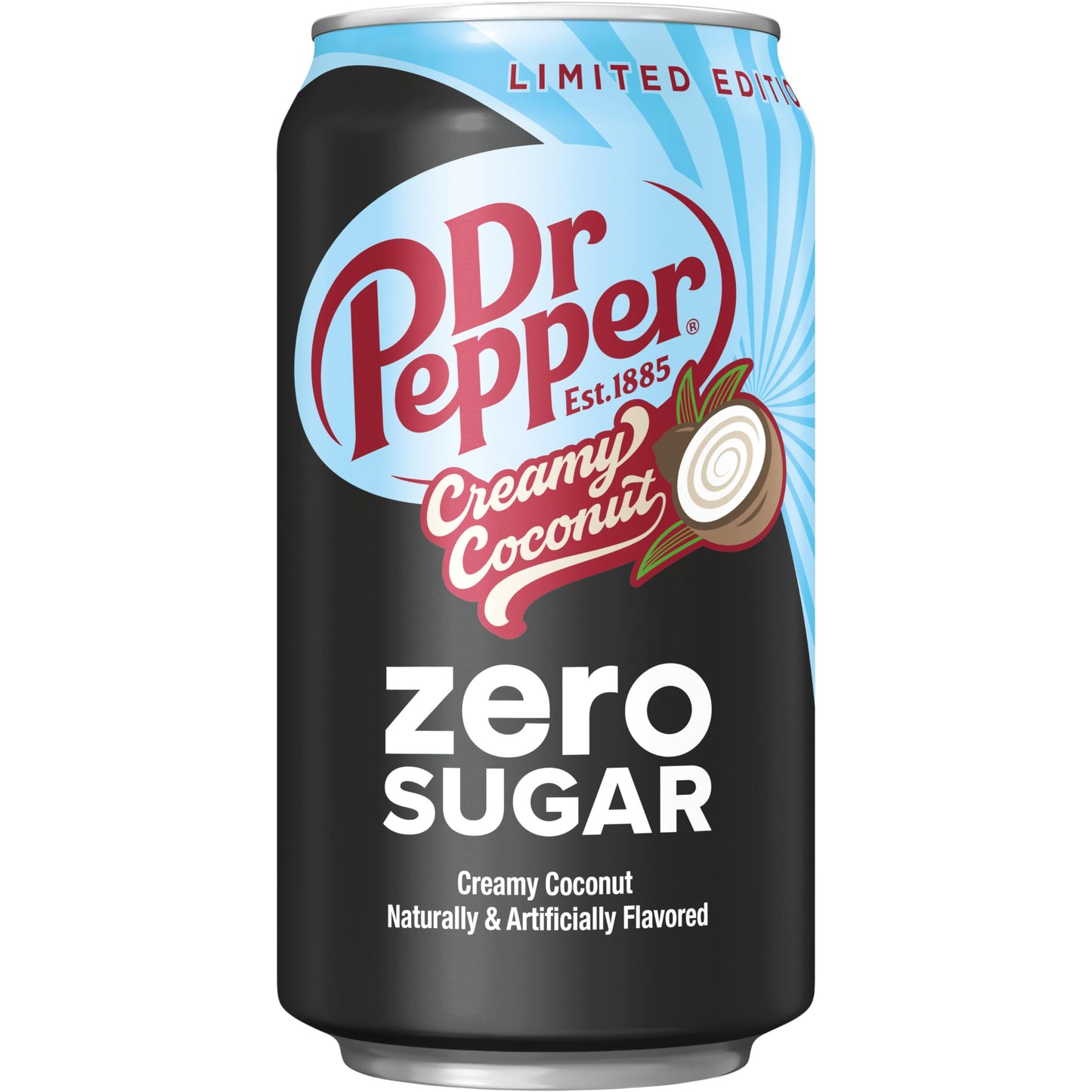 Dr Pepper Zero Sugar Creamy Coconut Soda, 12 fl oz cans, 12 Pack