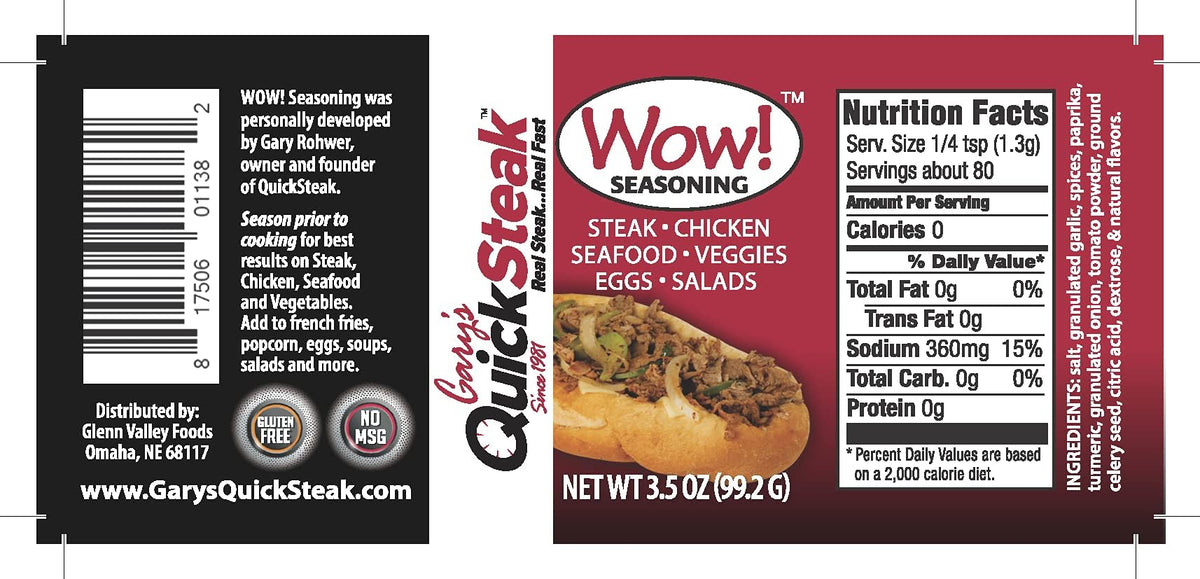 Gary's QuickSteak Wow! Seasoning | No MSG | Adds Flavor to Beef, Poultry, Soup, Sandwiches, French Fries, Popcorn and More | Mad