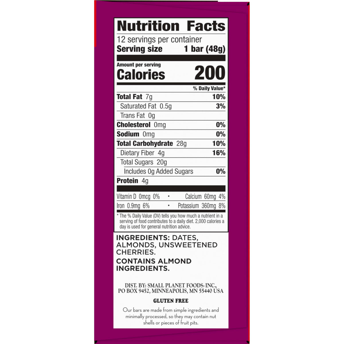 Larabar Cherry Pie, Gluten Free Vegan Fruit & Nut Bars, 1.6 oz bars, 12 ct