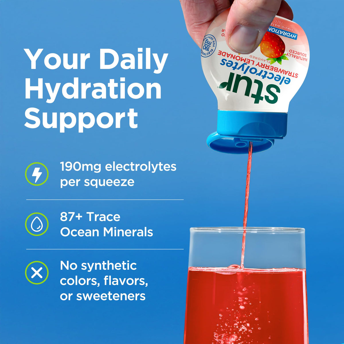 Stur Electrolyte Water Enhancer, Strawberry Lemonade, Sugar Free, Vegan, 1.62 Fl Oz (Pack of 5), Model B0BY9KGXLB