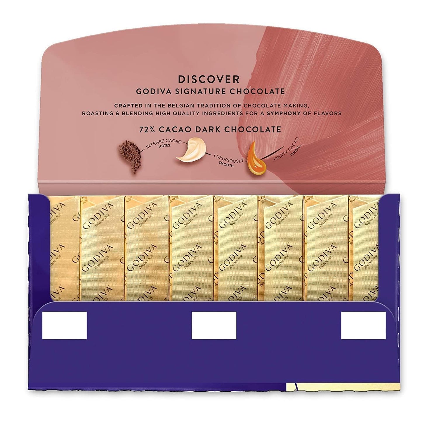 Godiva Chocolatier Chocolate Signature Mini Bars, 72% Cacao Dark, 3.1 Ounce (Pack of 12)