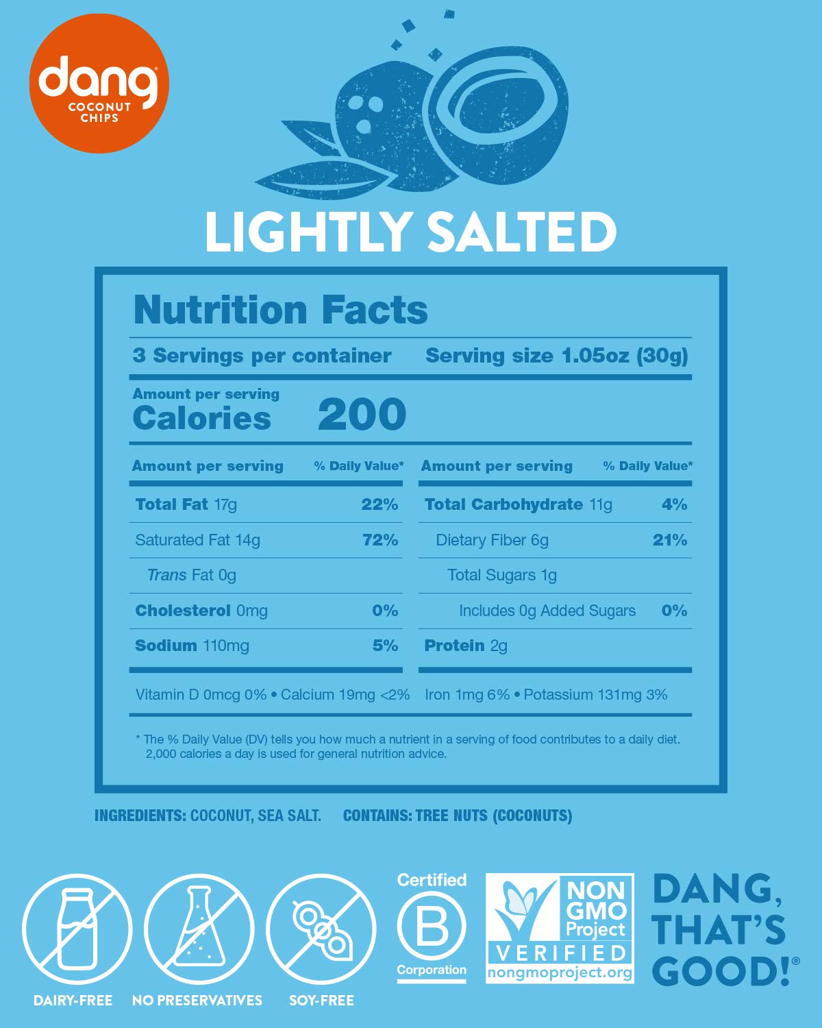 DANG Keto Toasted Coconut Chips, Lightly Salted, 4 Pack, Keto Certified, Vegan, 3.17 Oz Resealable Bags