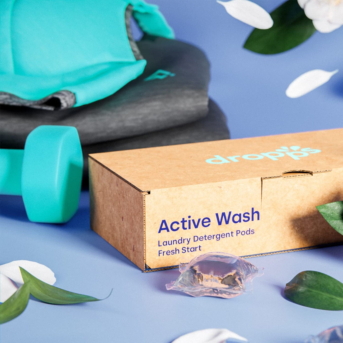 Dropps Active Wash Laundry Detergent Pods: Fresh Start | 64 Count | Deep Cleans Activewear | Helps Eliminate Trapped Odors | Tar
