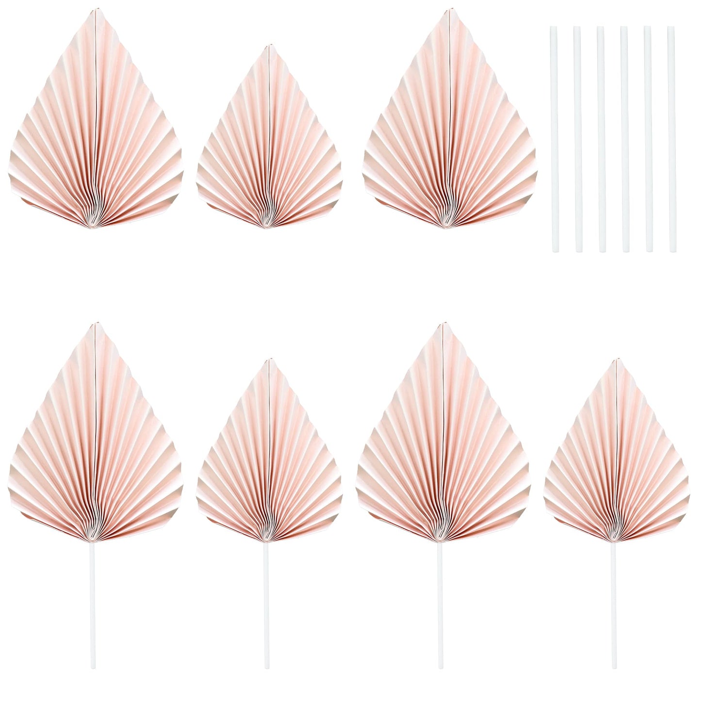 Gyufise Paper Palm Fan Cake Toppers, 12 cm x 5.1 inches, Pink, Model ZN0680-5, Ideal for DIY Crafts and Party Decorations