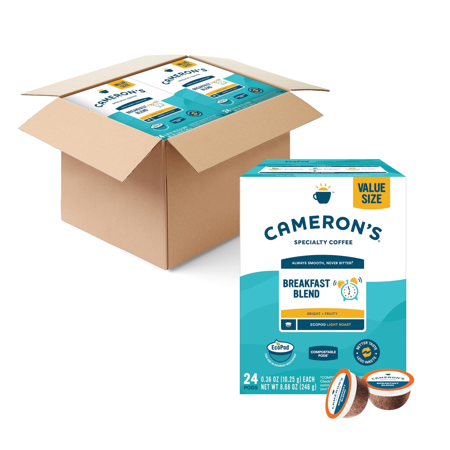 Cameron s Coffee Single Serve Pods, Breakfast Blend, 96 Count