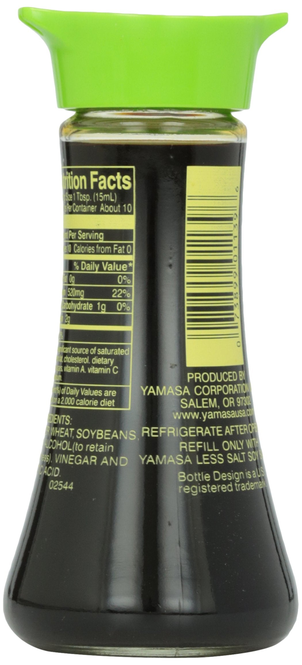 Yamasa Soy Sauce, Naturally Brewed Less Salt Low Sodium Preservative Free in Glass Dispenser, 5 fl oz (Pack of 1)