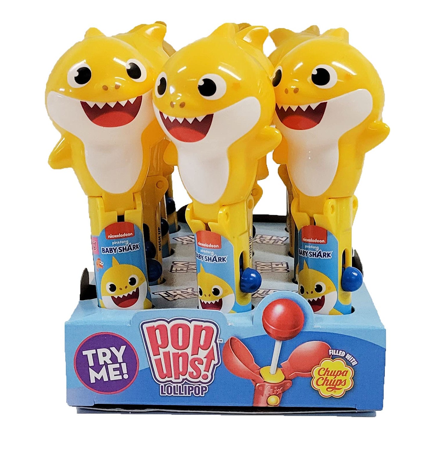POPUPS! LOLLIPOP Baby Shark Lollipop Holder, 12 Count, Multicolor, Collectible Toy for Parties, Goodie Bags, and Prizes