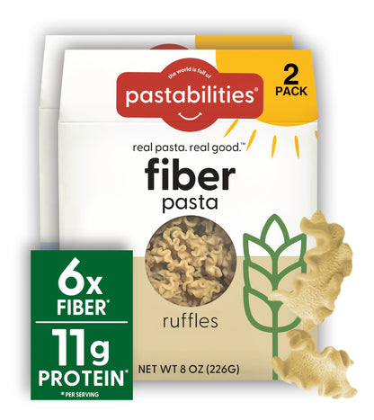 Pastabilities High Fiber Pasta - Ruffles Shaped Wheat - 11g Protein per serving, Delicious Taste & Texture, Excellent Source of 