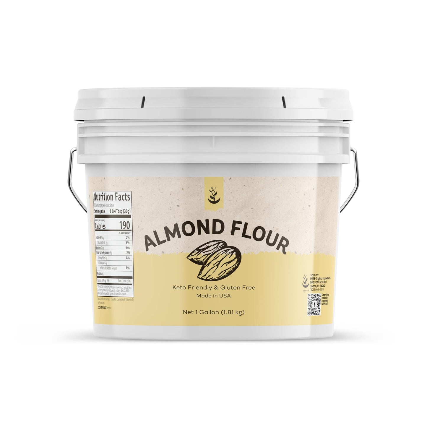 PURE ORIGINAL INGREDIENTS Almond Flour, Extra Fine, Non-GMO, 1 Gallon