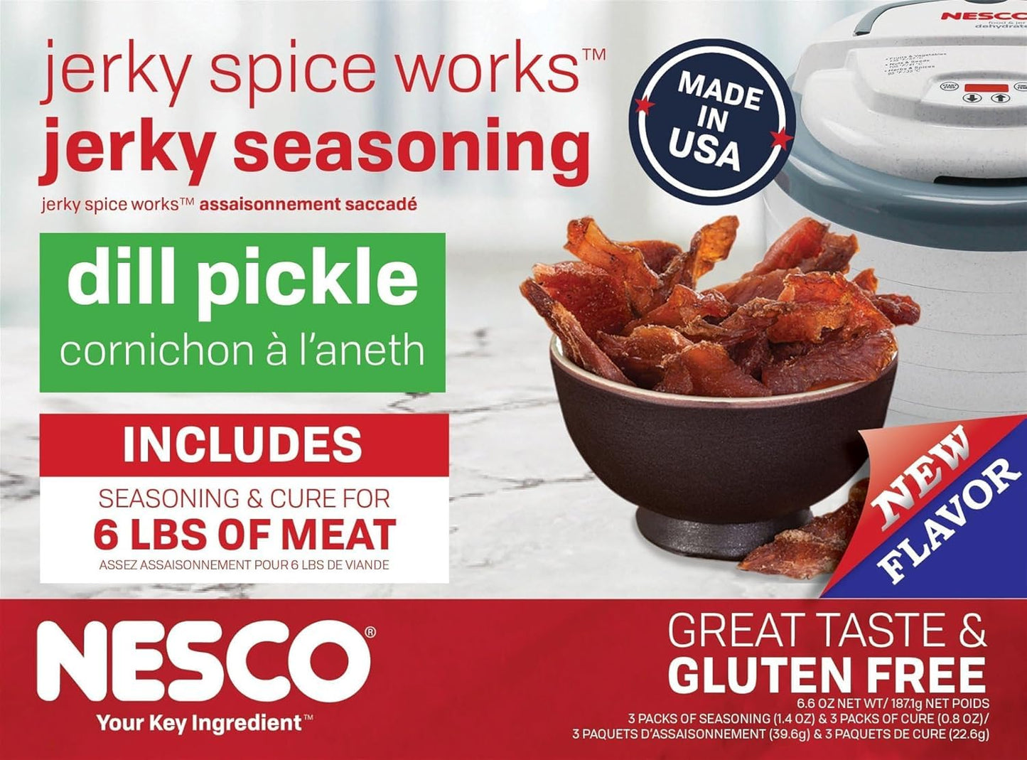 NESCO Dill Pickle Jerky Seasoning, 3-Count, 1.1 Ounce Pack, Perfect for Flavorful Snacking