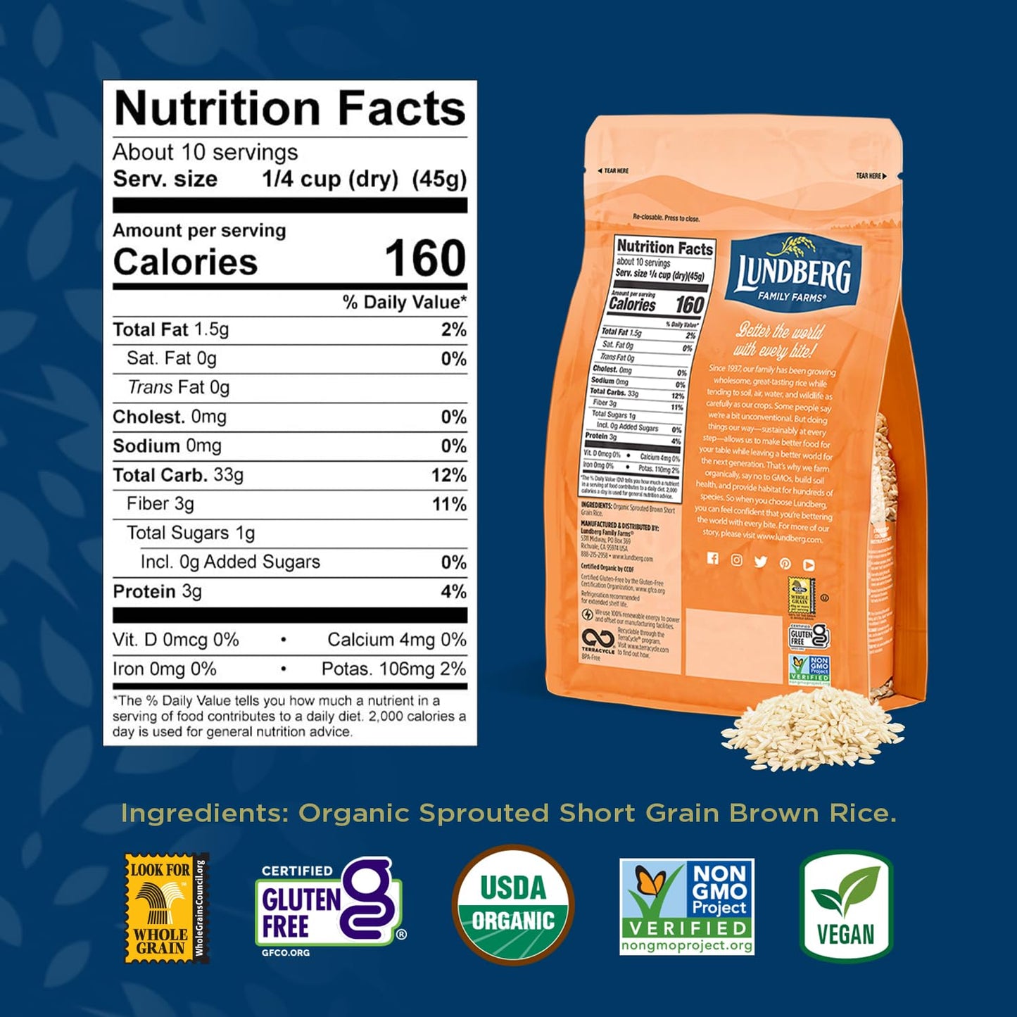 Lundberg Family Farms Sprouted Short Brown Rice, 16 Ounce (Pack of 1)