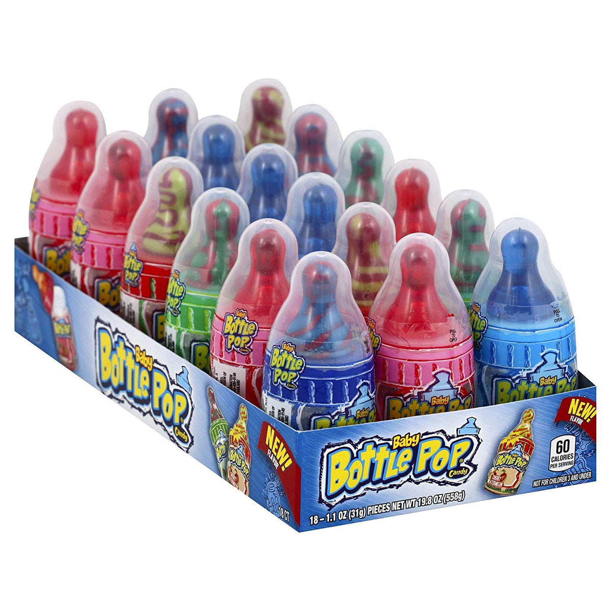 Bazooka Baby Bottle Pop with Message, 1.10 Ounce (Pack of 18)