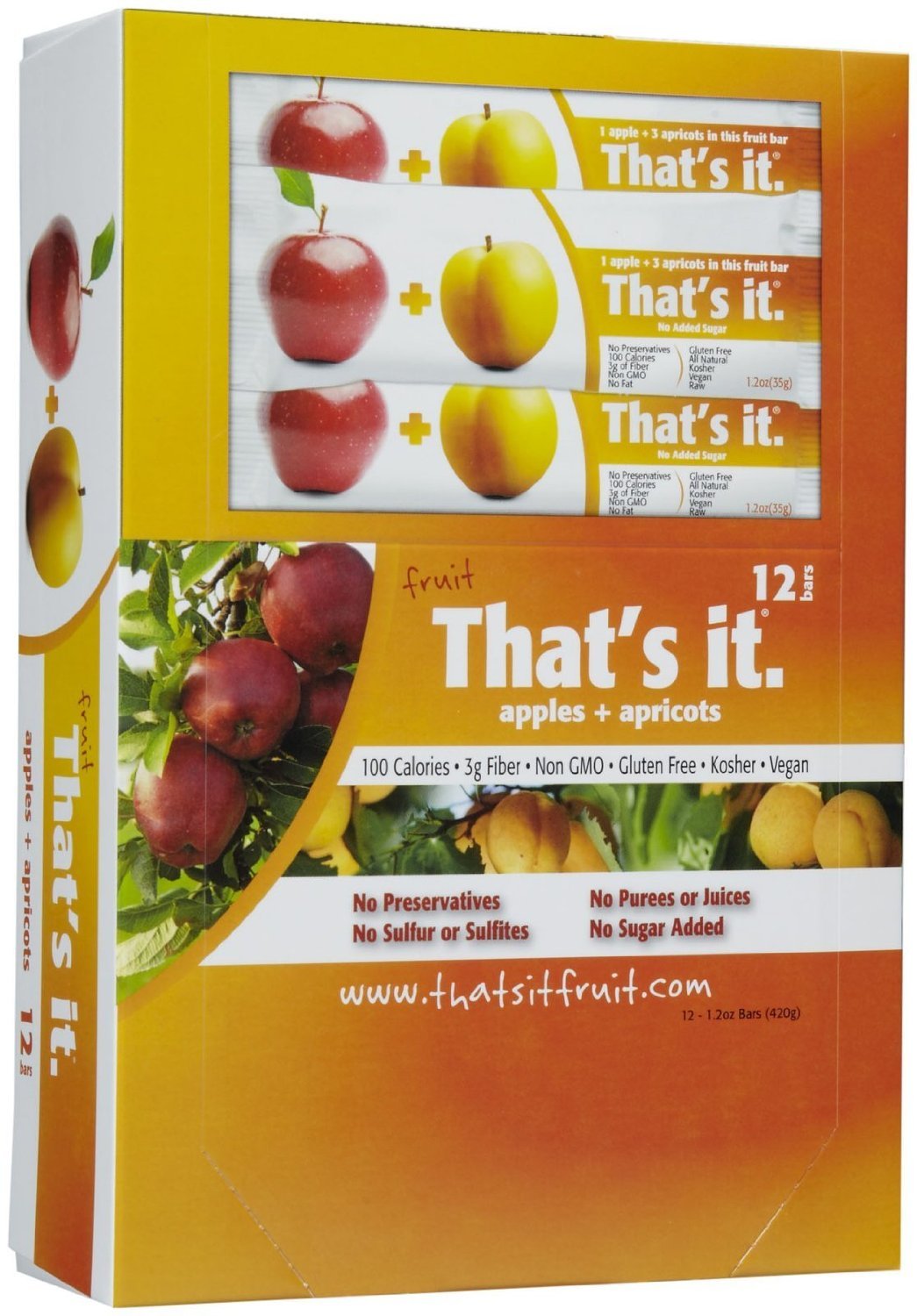 Thats It Fruit Bars, Apple and Apricot, Pack of 24 (2 Cases)