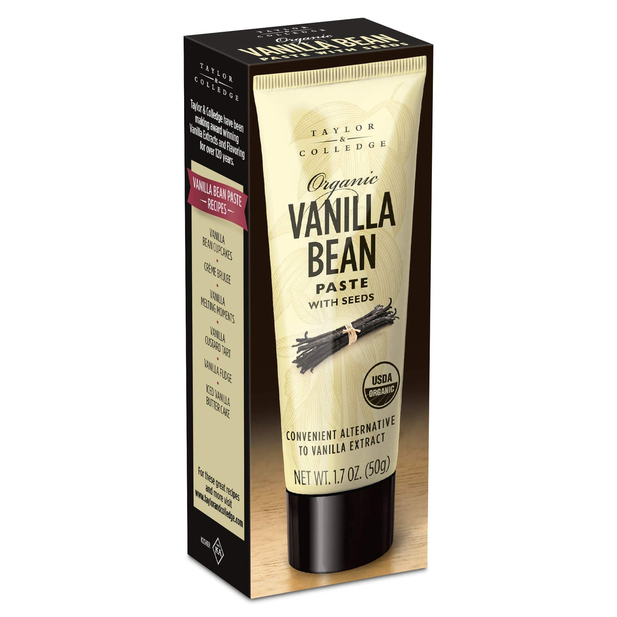 Taylor & Colledge Organic Vanilla Bean Paste with Seeds, 1.7oz Tube, Model TC00505
