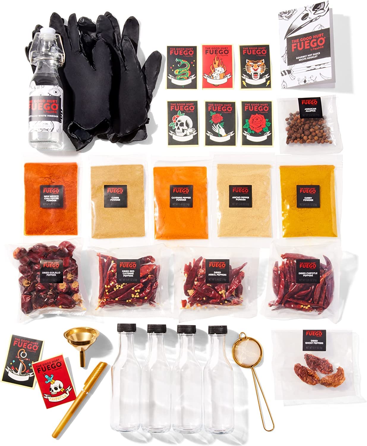 Thoughtfully DIY Hot Sauce Set, 24 Piece, Includes 5 Pepper Varieties, Red