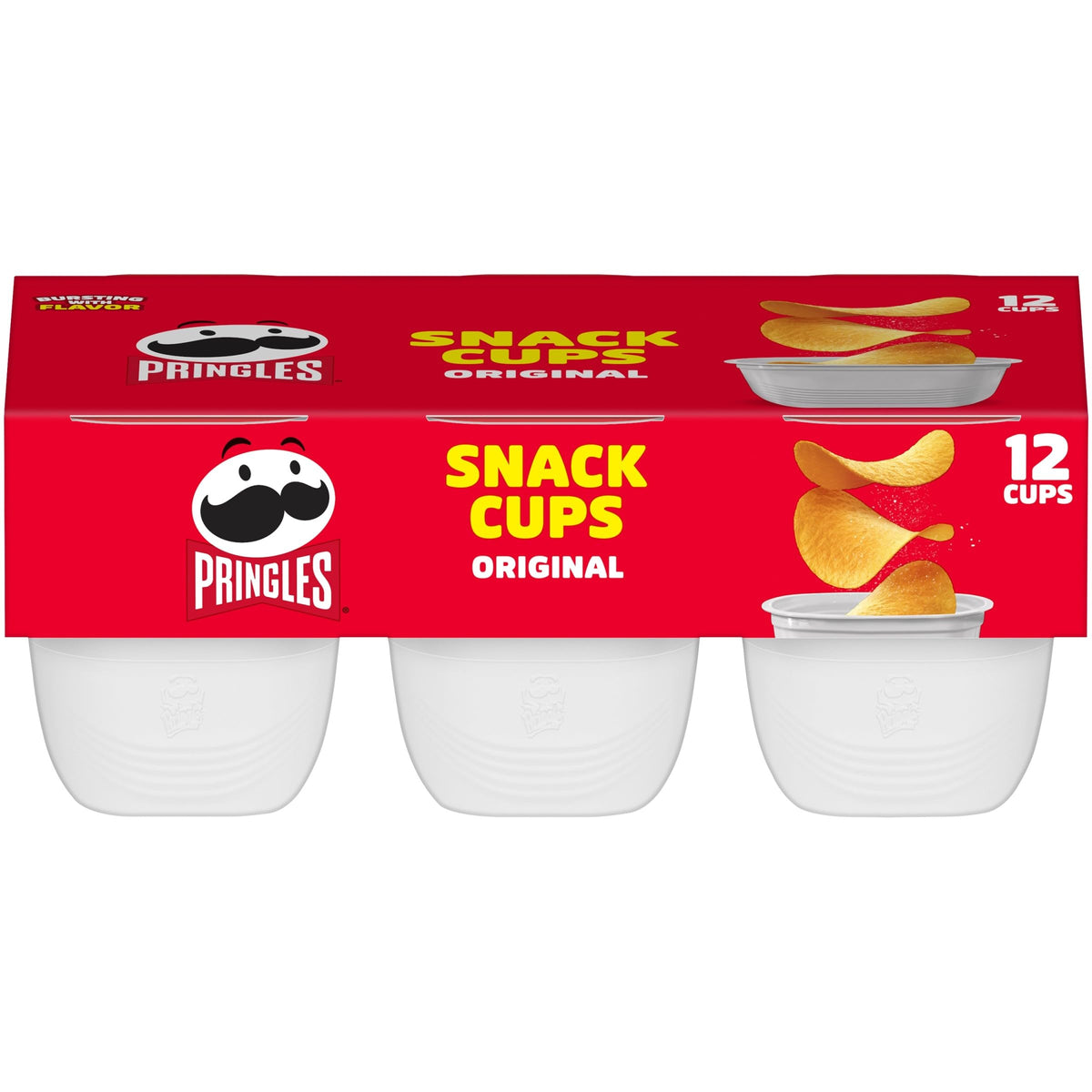 Pringles Potato Crisps Chips, Lunch Snacks, Snack Cups, Original, 8oz Tray (12 Cups)