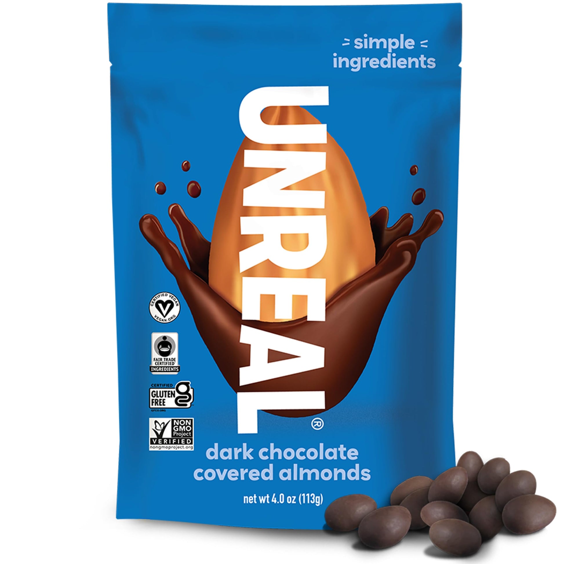 Unreal Dark Chocolate Covered Almond, 4 Oz