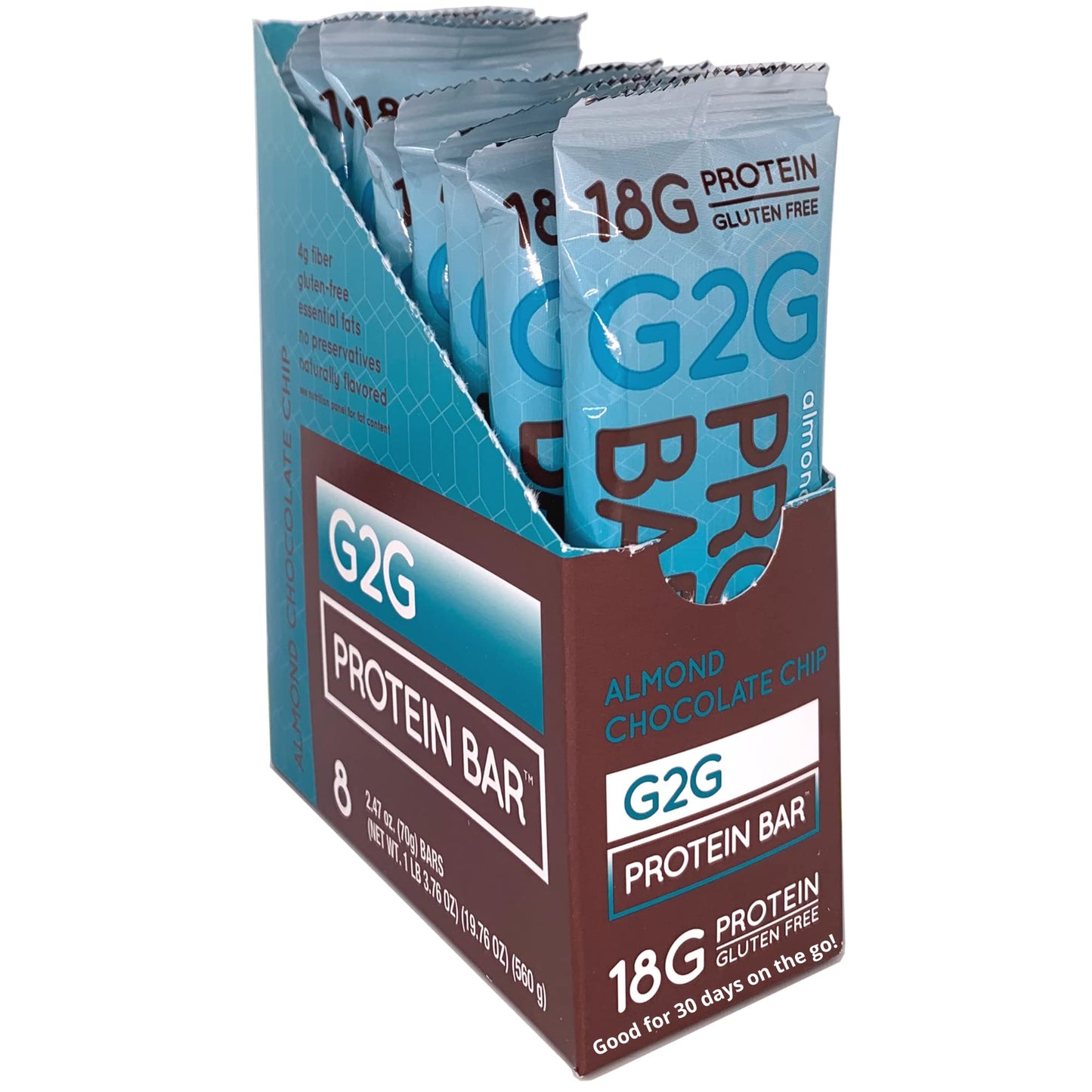G2G Protein Bar, Almond Chocolate Chip, Real Food Ingredients, Refrigerated for Freshness, Healthy Snack, Delicious Meal Replace