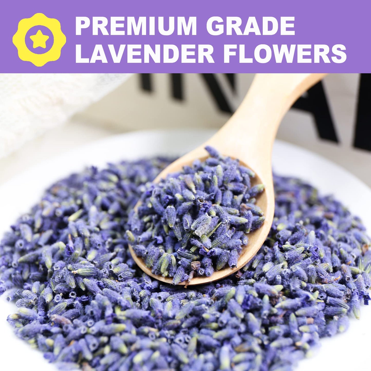FullChea Natural Dried Lavender Flowers - Premium Food Grade - 4oz/114g - Non-GMO - Caffeine-free - Perfect for Tea and Baking