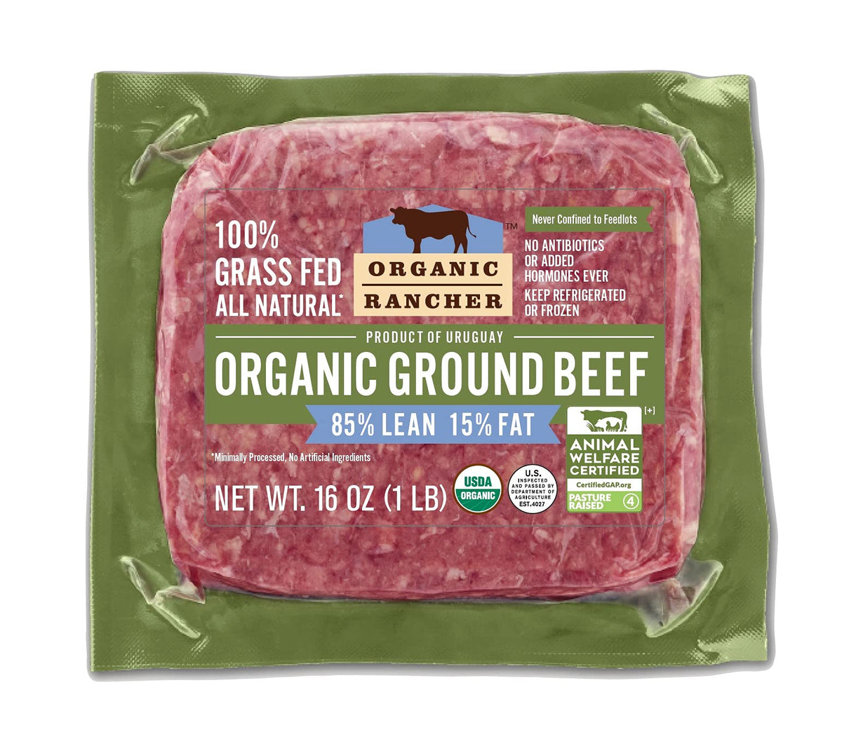 Organic Rancher, Organic Ground Beef 85% Lean/15% Fat, 16 Ounce