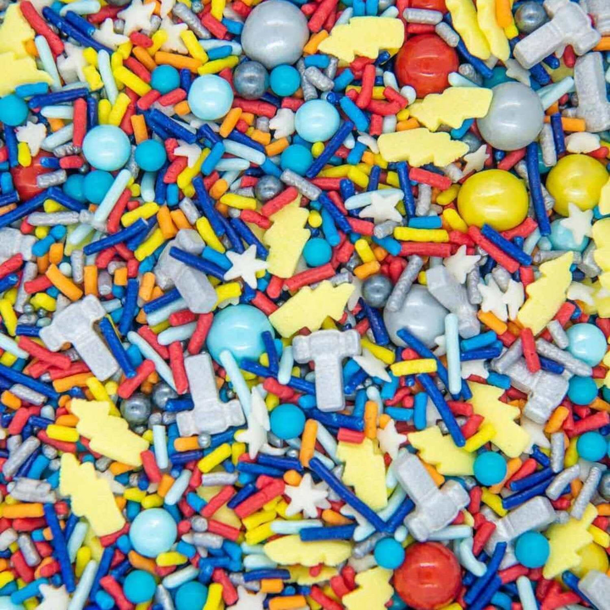 Sweets & Treats Boutique Superhero Cake Sprinkles Edible Confetti Thunder Lightning Pearls Norse Code