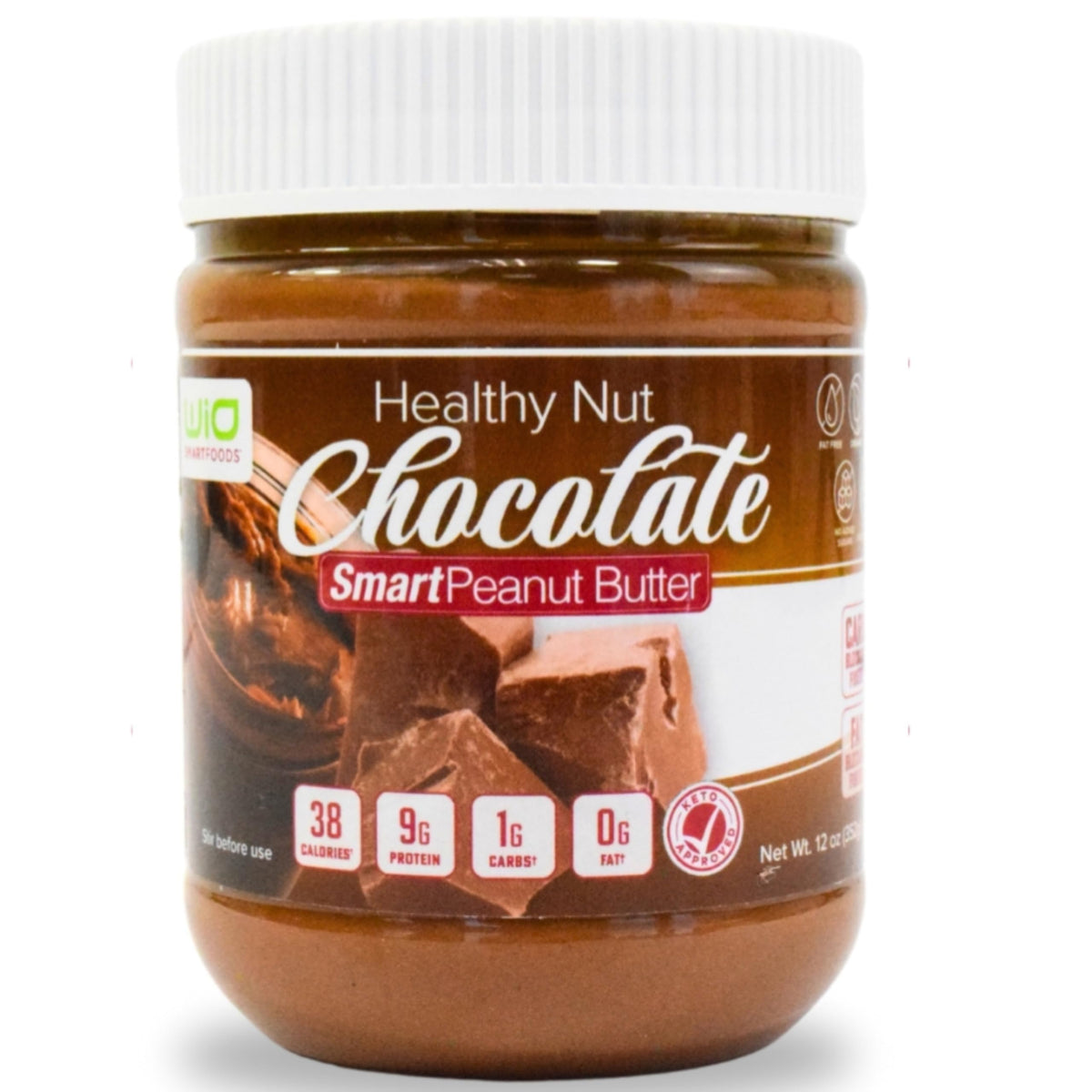 Wio Smartfoods Peanut Butter  Healthy Chocolate Peanut Butter  Low-Carb  Keto-Friendly  Sugar-Free  12 Ounce (Pack Of 2)