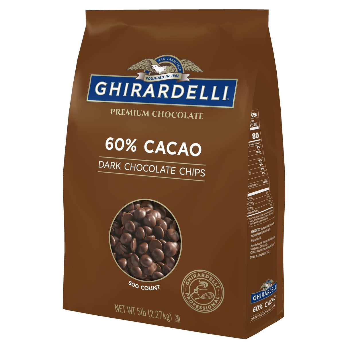 Ghirardelli Chocolate Company 60% Cacao Dark Chocolate Chips, 5lb (Pack of 2)