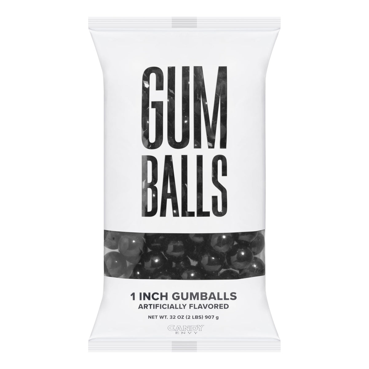 Large 1" Black Gumballs - 2 Pound Bag - Approximately 120 Gumballs Per Bag