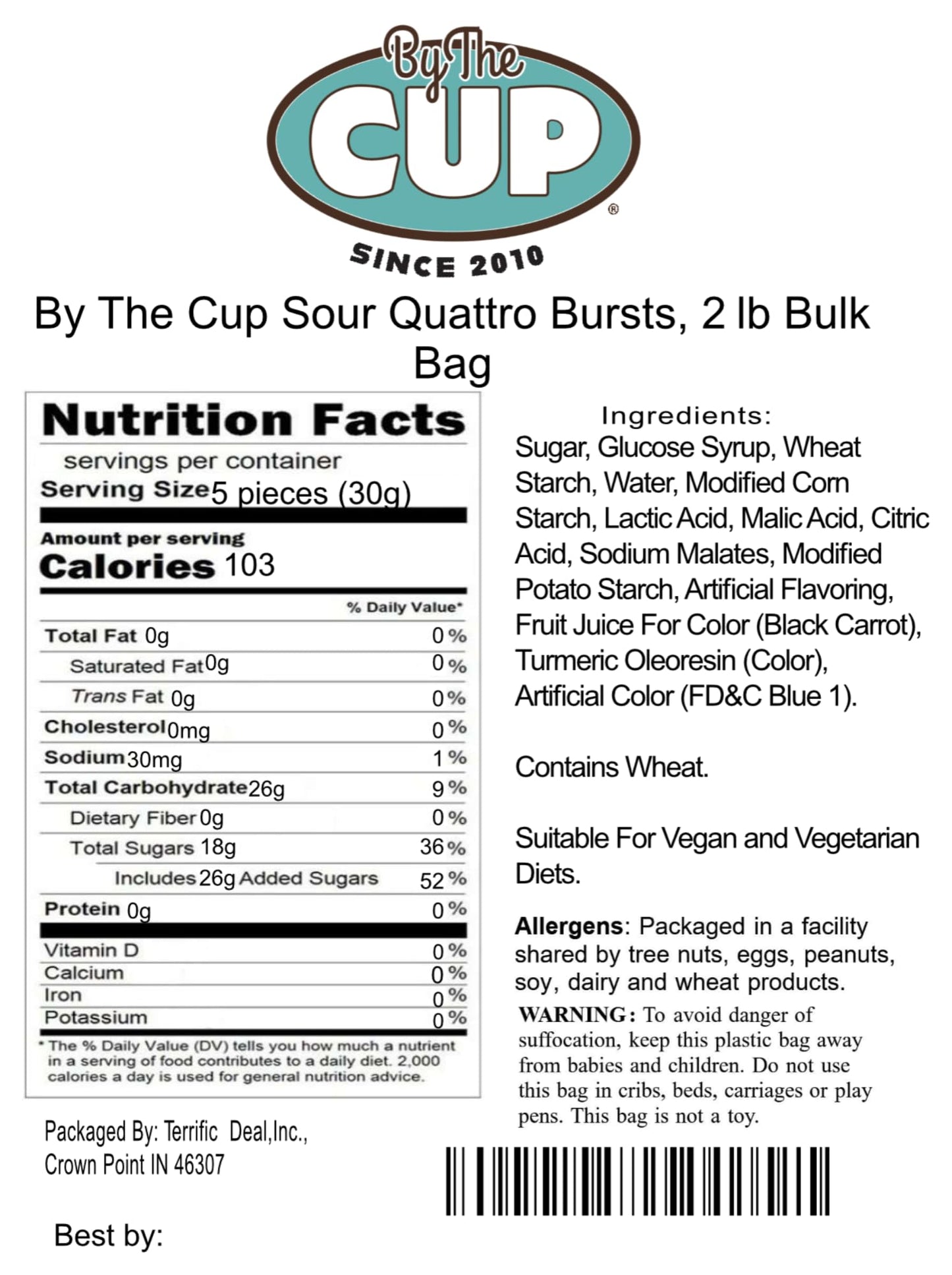 By The Cup Sour Quattro Bursts, 2 Lb Bulk Bag