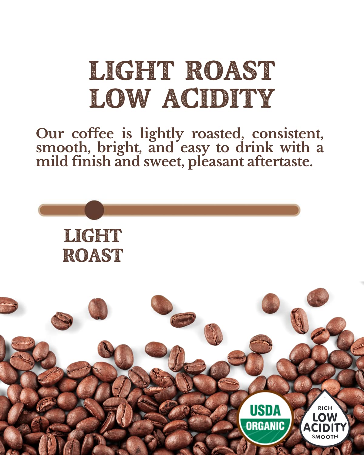 Subtle Earth Organic Coffee - Light Roast - Whole Bean Coffee - 100% Arabica Beans - Low Acidity And Non-Gmo - 2Lb Bag