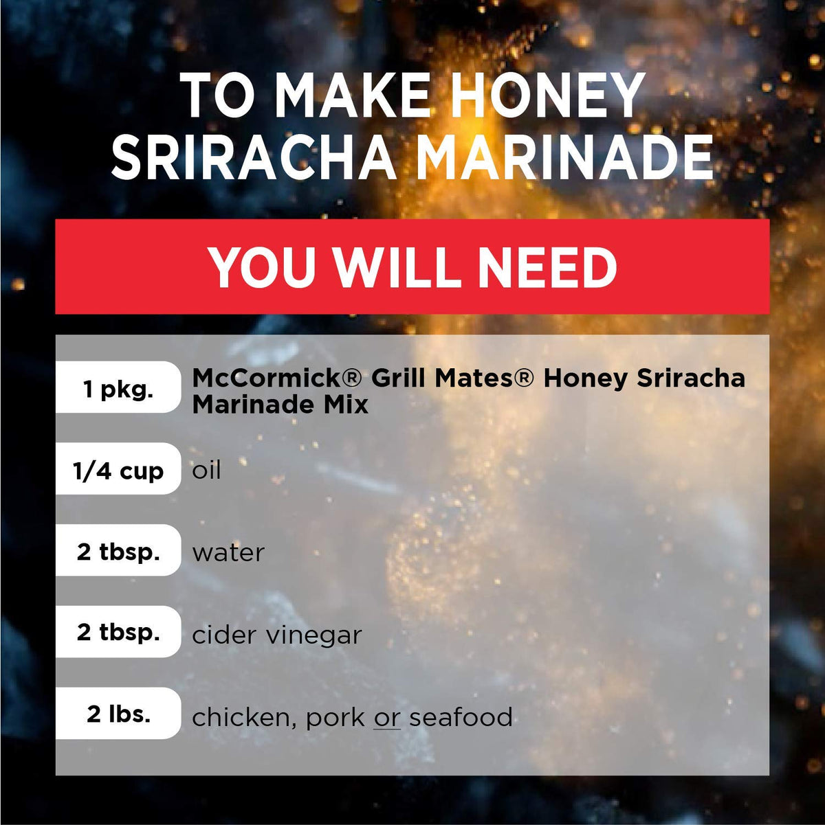 McCormick Grill Mates Honey Sriracha Marinade Mix, 1 oz (Pack of 12)