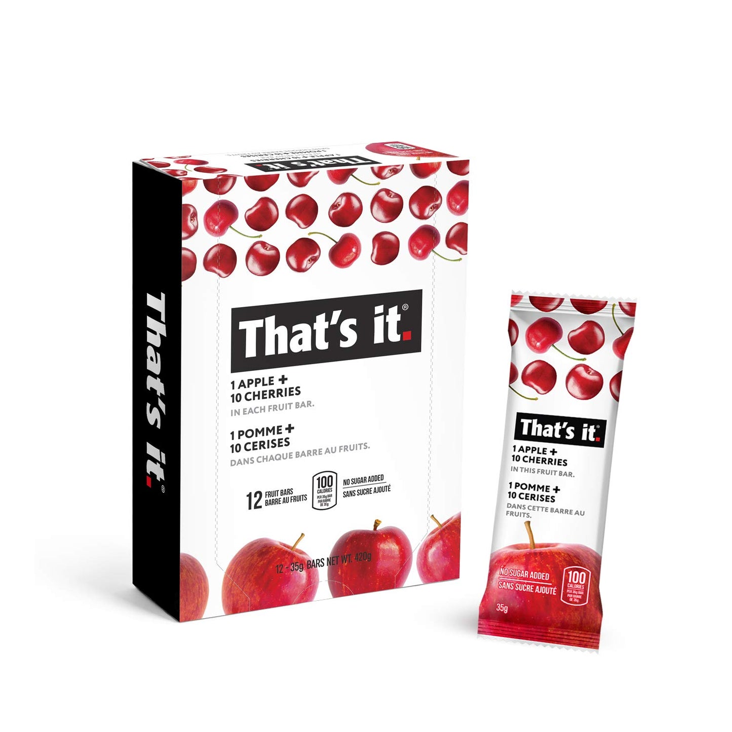 That'S It. Apples + Cherry 100% Natural Real Fruit Bar, Best High Fiber Vegan, Gluten Free Healthy Snack, Paleo For Children & A
