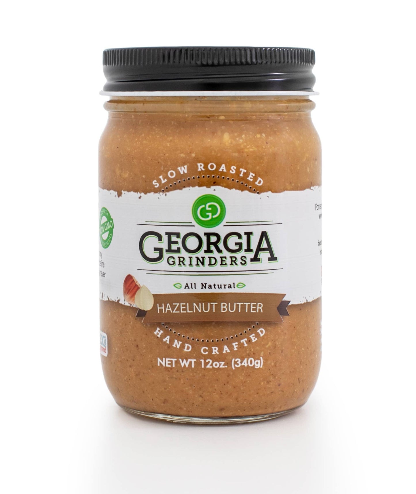 Georgia Grinders Hazlenut Butter 12oz (1ct), Full of Crunch and Flavor, Whole30approved, Keto, Vegan friendly, Non-GMO, Gluten F