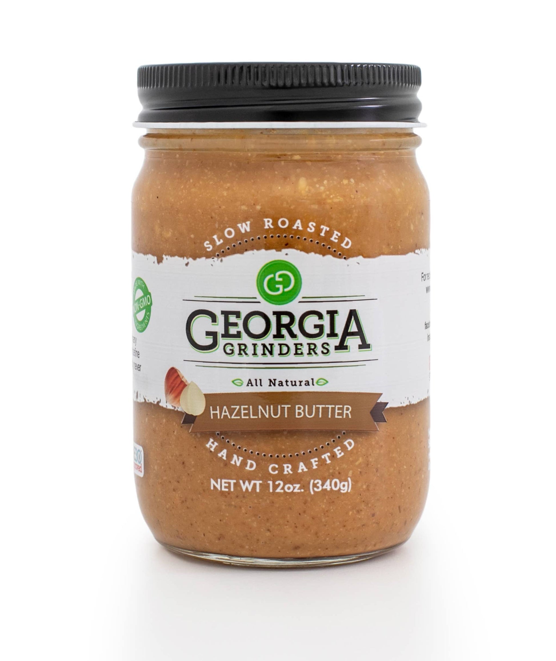Georgia Grinders Hazlenut Butter 12oz (1ct), Full of Crunch and Flavor, Whole30approved, Keto, Vegan friendly, Non-GMO, Gluten F