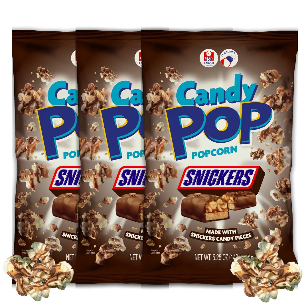 Candy Pop Snickers Candy Coated Popcorn (5.25oz bags, 3-Pack)