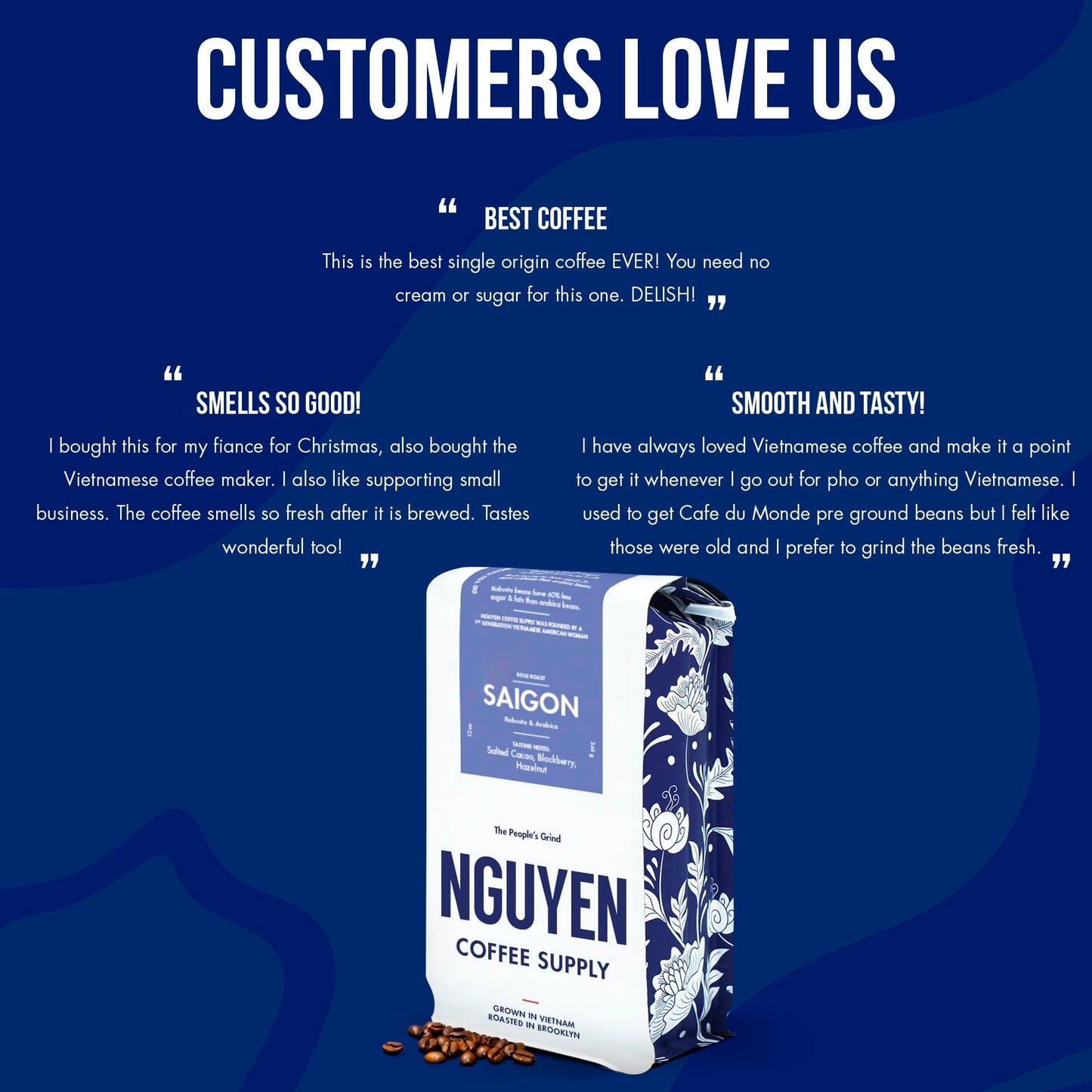 Nguyen Coffee Supply - Saigon Robusta & Arabica Blend: Dark Roast Enhanced Whole Coffee Beans, Vietnamese Single Origin, Direct Trade, Low Acid, High Caffeine, Roasted In Brooklyn [5 Lb Bag]