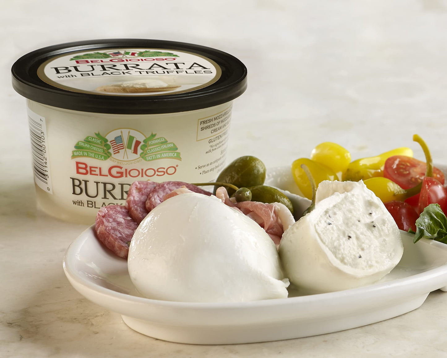 Belgioioso Burrata with Black Truffles, 8 oz