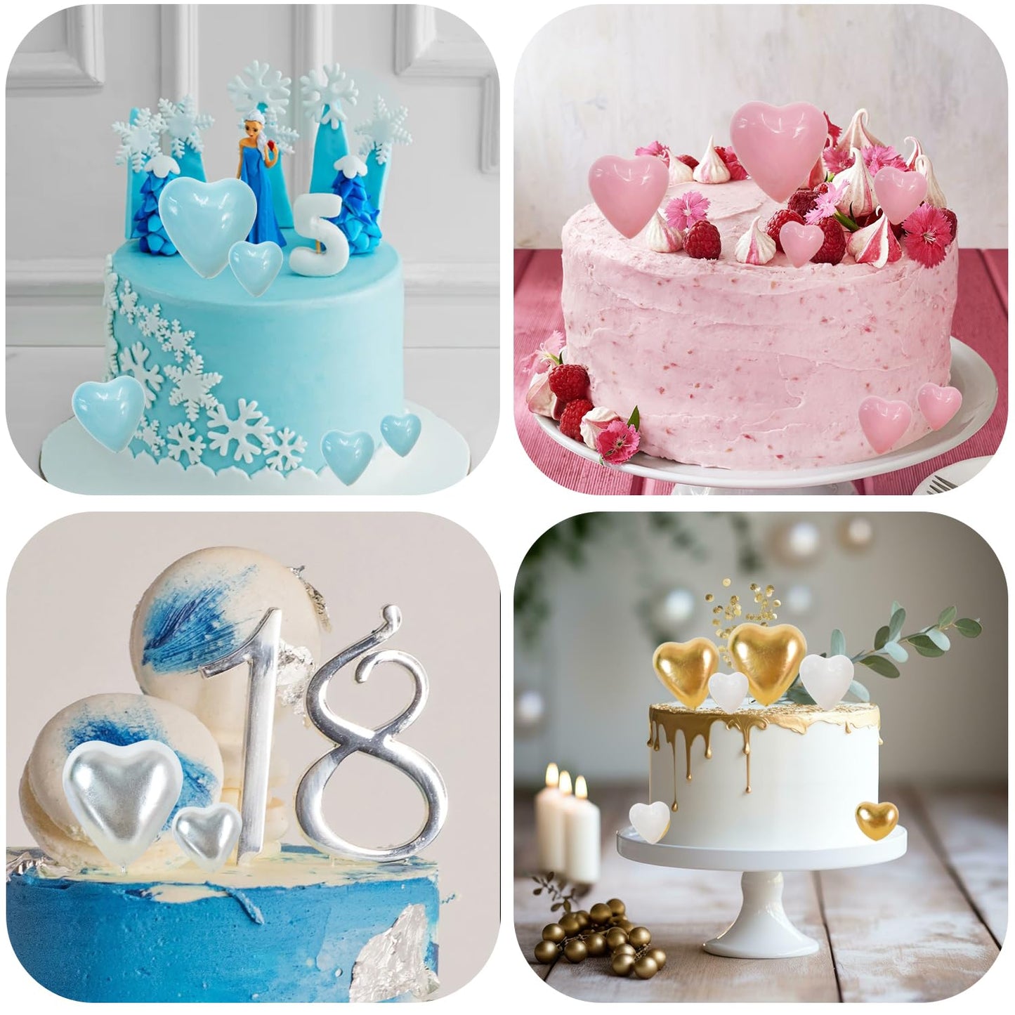 Beishida 20 Pcs White Heart Cake Toppers 3D Heart Cake Toppers Foam Toppers Cake Decoration Happy Birthday Cake Diy Cake Insert