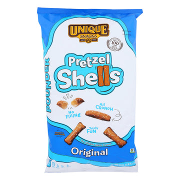 Unique Snacks Original Pretzel Shells, Vegan, OU Kosher, Non-GMO, 16 Oz. Bag, Pack of 12