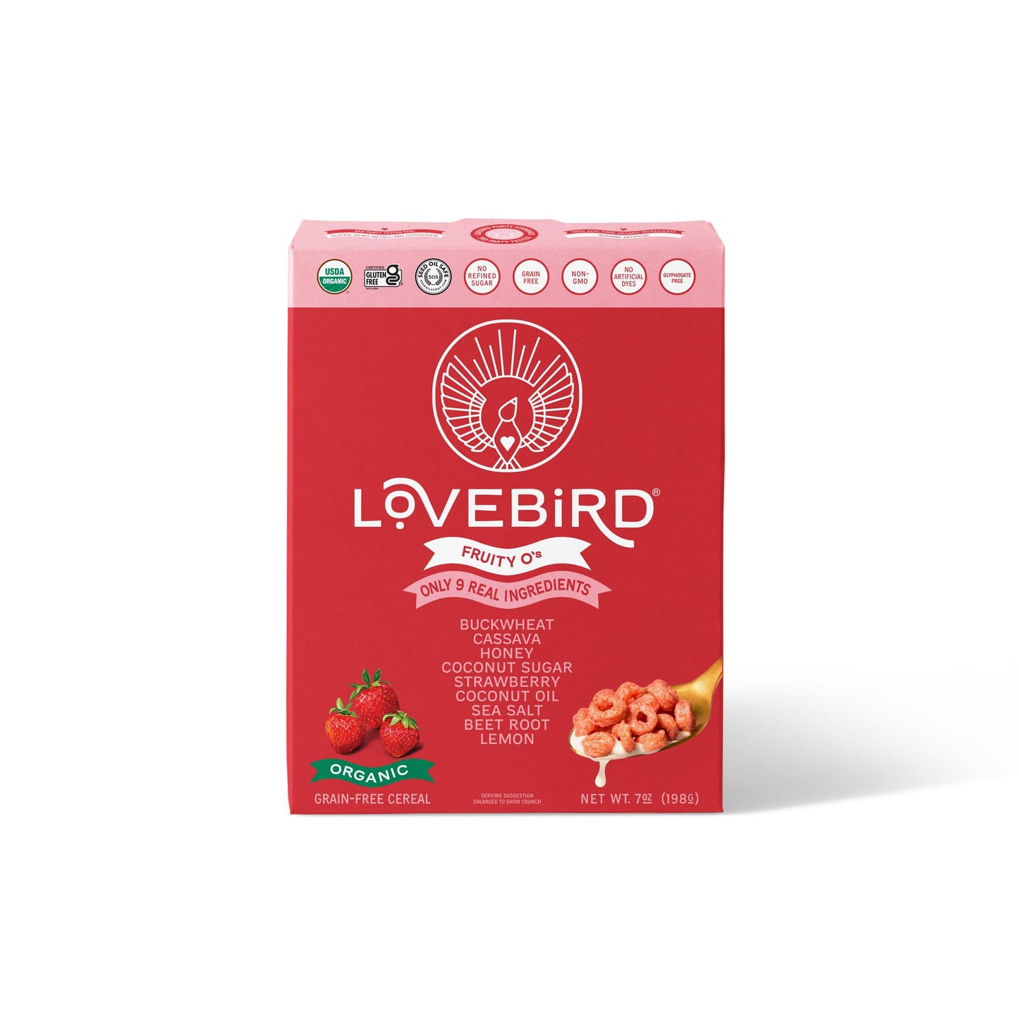 Lovebird Organic Grain Free Strawberry Cereal, 7 OZ